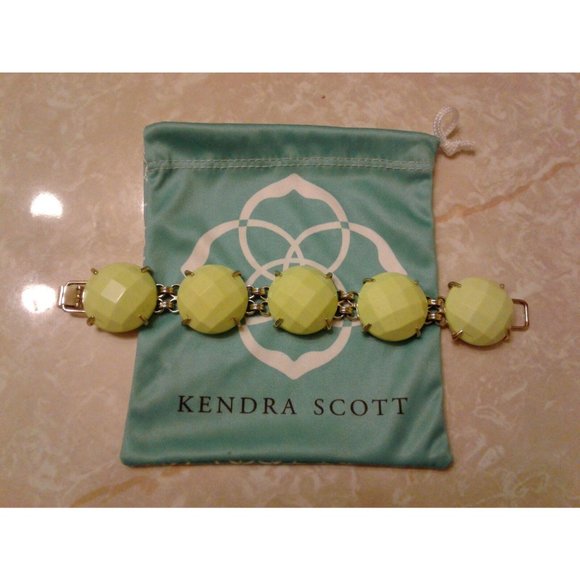 Kendra Scott Neon Yellow Cassie Gold Bracelet Rare - Picture 1 of 1